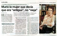 Murió la mujer que decía que era "antigua", no "vieja"  [artículo] M. Eugenia Salinas.