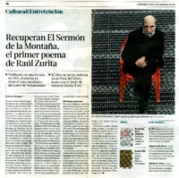 Recuperan El Sermón de la Montaña, el primer poema de Raúl Zurita  [artículo] Roberto Careaga C.