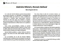 Gabriela Mistras y Romain Rolland  [artículo] María Eugenia Berríos.