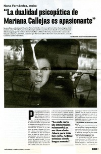 "La dualidad psicopática de Mariana Callejas es apasionante" (entrevista)  [artículo] Macarena Gallo.