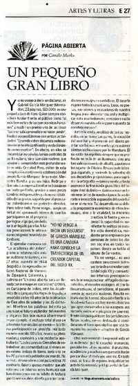 Un pequeño gran libro  [artículo] Camilo Marks.