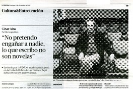 "No pretendo engañar a nadie, lo que escribo no son novelas" (entrevista)  [artículo] Roberto Careaga C.