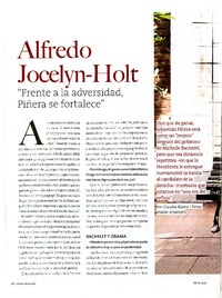 "Frente a la adversidad, Piñera se fortalece"(entrevista)  [artículo] Alfredo Jocelyn-Holt