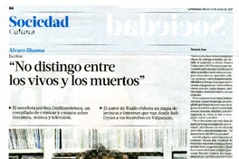 "No distingo entre los vivos y los muertos"  [artículo] Patricio Jara.