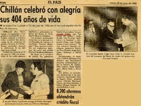 Chillán celebró con alegría sus 404 años de vida.  [artículo]
