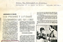 Con premios y diplomas celebraron los 404 años.  [artículo]