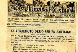 El terremoto debio ser en Santiago.  [artículo]