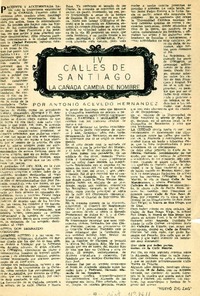 Calles de Santiago : la cañada cambia de nombre. [artículo]