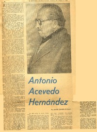 Antonio Acevedo Hernández  [artículo] Mario Cánepa Guzmán.