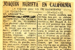 Joaquín murieta en california : la visión que yo he expresado. [artículo]