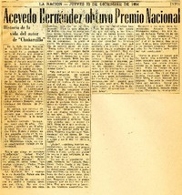 Acevedo Hernández obtuvo premio nacional.  [artículo]