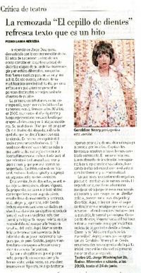 La remozada "el cepillo de dientes" refresca texto que es un hito  [artículo] Pedro Labra Herrera.