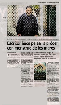 Escritor hace pelear a prócer con monstruo de los mares  [artículo] Fernando Marambio.