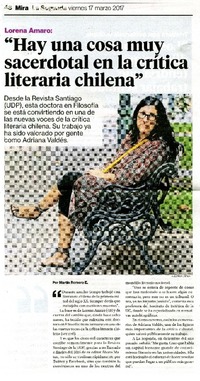 "Hay una cosa muy sacerdotal en la crítica literaria chilena" [entrevista]  [artículo] Martín Romero E.