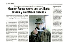 Nicanor Parra vuelve con artillería pesada y calcetines huachos  [artículo] Leonardo Sanhueza.