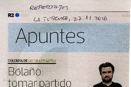 Bolaño: tomar partido  [artículo] Oscar Contardo.