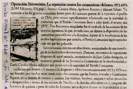 Operación exterminio la represión contra los comunistas chilenos 1973-1976 [artículo] :