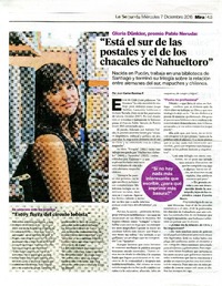 "Está el sur de las postales y el de los chacales de Nahueltoro" [entrevista] [artículo] : Juan Carlos Ramírez F.