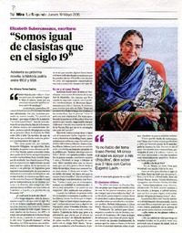 Elizabeth Subercaseaux, escritora "somos igual de clasistas que el siglo 19" [artículo] : Elizabeth Subercaseaux ; [entrevista] por Ximena Torres Cautivo.
