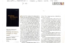 Nostalgia del silencio Dialogos con Pedro Lastra [artículo] : Gustavo Donoso.