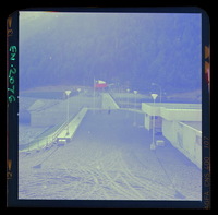 [Vista de la barrera móvil de la bocatoma Polcura] : Inauguración de la Central Antuco, 22 de octubre de 1981