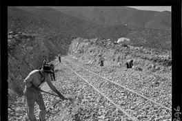 [Trabajos a orillas de la línea férrea que transporta el mineral de hierro]