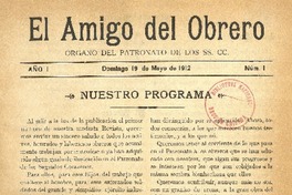 El Amigo del obrero órgano de la Patronato de los SS.CC.