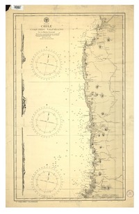 Chile Coquimbo-Valparaíso [material cartográfico] : Por la Marina Nacional ; Rectificado y con determinación de coordenadas por la Comisión Hidrográfica del Cap. de Fragata Sr. Enrique Cordovez M. ; Dibujado por E. Rouse K.