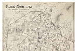 Plano de Santiago con el proyecto de transformación de la Sede Central de Arquitectos trazado definitivo.