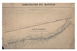 Canalización del Mapocho perfil lonjitudinal pasando por el centro del cauce