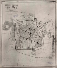 Plano de la ciudad de Santiago con algunas poblaciones de los alrededores