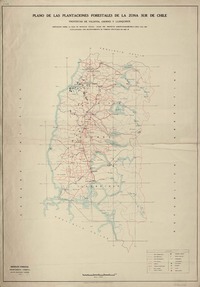 Plano de las plantaciones forestales de la zona sur de Chile provincias de Valdivia, Osorno y Llanquihue