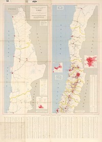 Distribución de la población urbana y rural Chile [material cartográfico] : Organización de Estados Americanos ; preparado por la Unidad de Recursos Naturales, Depto. de Asuntos Económicos y el Instituto de Recursos Naturales IREN, Corporación de Fomento de la Producción CORFO [de Chile].