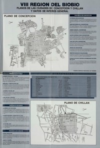 VIII Región del BíoBío planos de la ciudades de Concepción y Chillán y datos de interés general.
