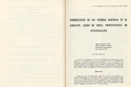 Modernizacion de los sistemas agrícolas en el ambiente árido de Chile proposiciones de investigación