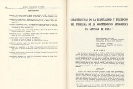Características de la personalidad y percepción del problema de la contaminación atmosférica en Santiago de Chile