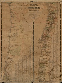 Mapa administrativo de Chile para la comisión organizadora de los Servicios Públicos [material cartográfico] : construido en la sección de Geografía i Minas de la Dirección General de Obras Públicas; dibujado por N. Boloña.