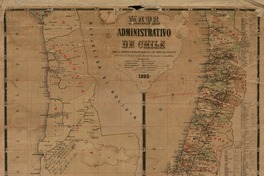 Mapa administrativo de Chile para la comisión organizadora de los Servicios Públicos [material cartográfico] : construido en la sección de Geografía i Minas de la Dirección General de Obras Públicas; dibujado por N. Boloña.