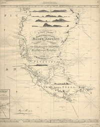 A new chart of the east & west coasts of South America from the River Plate to Valparaiso including the Falkland islands and plans of the principal harbours [material cartográfico] : drawn form the latest spanish & other surveys by J.W. Norie, hydrographer.