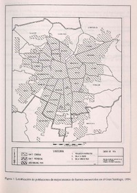 Localización de poblaciones de mejoramiento de barrios encuestados en el Gran Santiago, 1994  [material cartográfico]