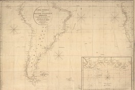 Carta general del Océano Atlántico Meridional : construida con presencia de las publicadas por la Dirección Hidrográfica de Madrid, y otros conocimientos modernos [material cartográfico] : por Don José de Espinosa, Gefe de la Esquadra de la Real Armada.