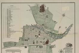 Plano de la ciudad de Santiago, capital de la república chilena  [material cartográfico] levantado por el Señor Herbage, arquitecto francés ; N. Boloña cartógrafo.