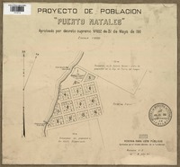 Proyecto de población "Puerto Natales" aprobado por Decreto Supremo N° 832 de 31 de mayo de 1911. [material cartográfico] :