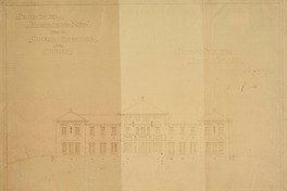 Proyecto del "hogar de las niñas" para el Colegio Adventista en Chillán fachada principal [dibujo arquitectónico] : Ricardo Larraín Bravo.