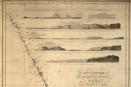 Carta esferica de una parte de la costa del Perú desde el parallelo de 7. grados hasta el de 21. grados 45. minutos de Latitud S. Levantada por orden del Rey en 1790 por varios Oficiales de su Real Armada: presentada a S.M. por mano del Exmo. Sr. D. Juan de Langara, Secretario de Estado y del despacho universal de Marina. [material cartográfico] :