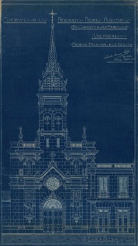 Convento de los Reverendos Padres Agustinos (ex. Convento de San Francisco), Valparaíso [dibujo arquitectónico] / Ricardo Larraín Bravo.