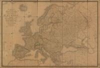 Carte physique, routiere et politique d' Europe : indiquant les limites des etats d'apres les derniers traites de paix dressee par A.H. Brue ; ecrit par Lansraux ; le trait grave par Artus, les montagnes par Dandeleux et les eaux par Mme. Vergez.