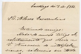 [Carta] 1866 dic[iembre] 2, Santiago [al] S. D. Alvaro Covarrubias