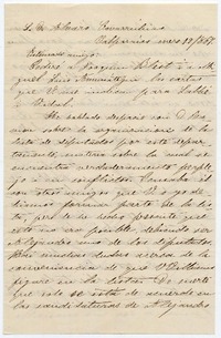 [Carta] 1867 enero 19, Valparaíso [al] S. D. Alvaro Covarrubias
