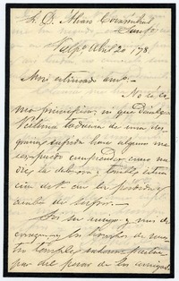 [Carta] 1878 Abril 20, Valpo. [a] Álvaro Covarrubias